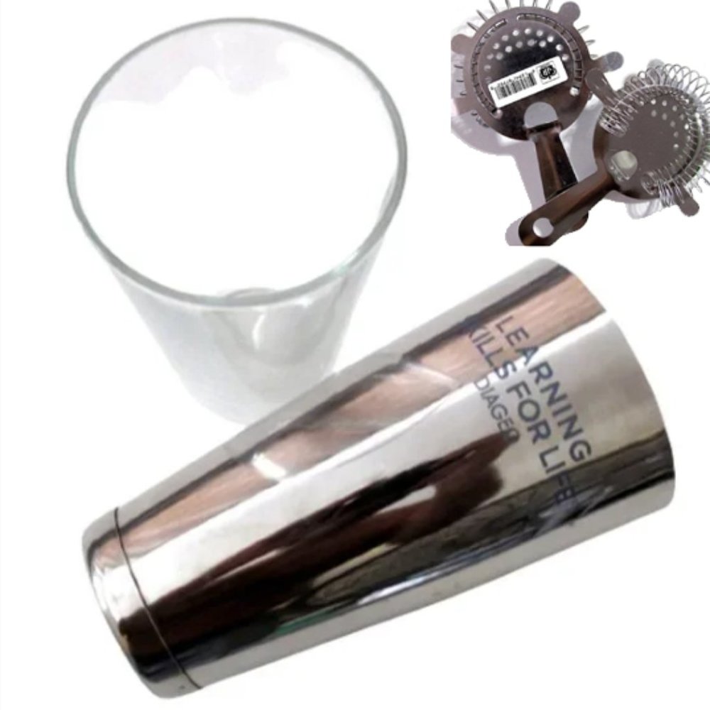 Mixology Set of Utensils  for Cocktails | Shaker, glasss and two strainers